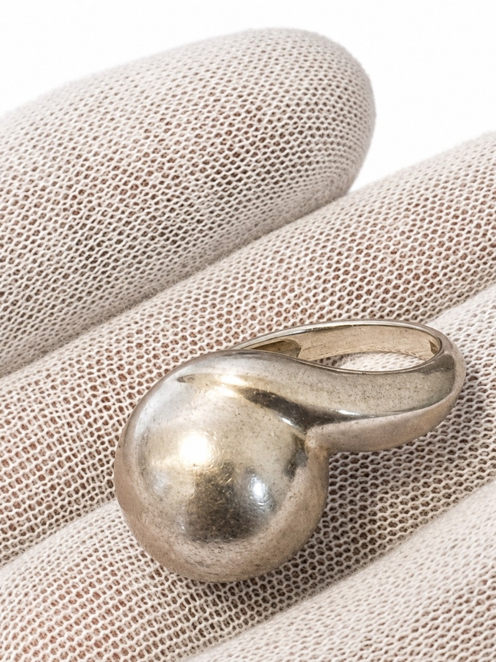 Sterling Silver Sculpted Dome Ring - Silver